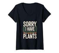 Women's Sorry I Have Plants Funny Plant Lover V-Neck T-Shirt