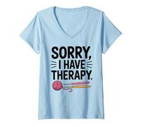 Women's Sorry I Have Therapy Crochet Yarn Crafting V-Neck T-Shirt