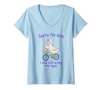 Women's Sorry I’m Late I was Retrieving My Eggs Funny Goose IVF V-Neck T-Shirt