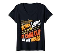 Womens Sorry I Tooted It Came Out of My Music Brass Trombone Player V-Neck T-Shirt