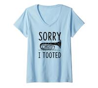 Women's Sorry I Tooted Tuba Player Pun V-Neck T-Shirt
