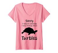 Womens Sorry I Was Thinking About Turtles Humor Turtle Animal V-Neck T-Shirt
