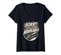Women's Sorry I Wasn't Listening I was Thinking About Airplanes V-Neck T-Shirt