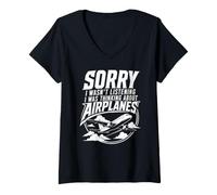 Women's Sorry I Wasn't Listening I was Thinking About Airplanes V-Neck T-Shirt