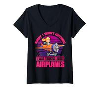 Womens Sorry I wasn't listening I was thinking about Airplanes V-Neck T-Shirt