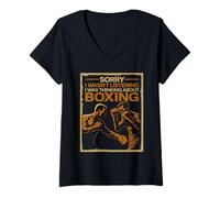 Womens Sorry I Wasn't Listening I Was Thinking About Boxing Fighter V-Neck T-Shirt
