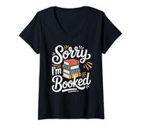 Women's Sorry I'm Booked Funny Reading V-Neck T-Shirt