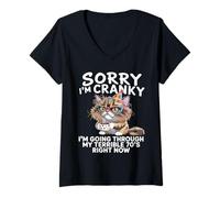 Womens Sorry I'm Cranky I'm Going Through My Terrible 70’s V-Neck T-Shirt