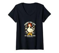 Women's Sorry Im Late His Timing Not Mine Duck Ecclesiastes V-Neck T-Shirt