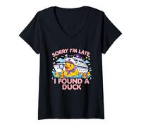 Women's Sorry I'm Late I Found A Duck Cruise Lover V-Neck T-Shirt
