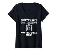 Women's Sorry I'm Late I was Avoiding Non-Preferred Tasks Goose V-Neck T-Shirt
