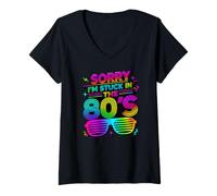Women's Sorry I'm Stuck in the 80's Costume V-Neck T-Shirt