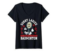 Womens Sorry Ladies My Heart Belongs to Badminton Funny V-Neck T-Shirt