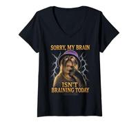 Women's Sorry My Brain Isn't braining Today Funny V-Neck T-Shirt