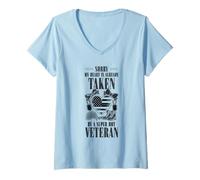 Womens Sorry My Heart Is Taken By Super Hot Veteran - Veteran Wife V-Neck T-Shirt