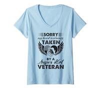 Womens Sorry My Heart Is Taken By Super Hot Veteran - Veteran Wife V-Neck T-Shirt