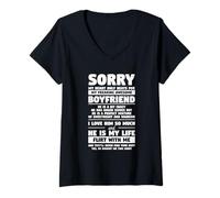 Womens Sorry My Heart Only Beats For My Freaking Awesome Boyfriend V-Neck T-Shirt