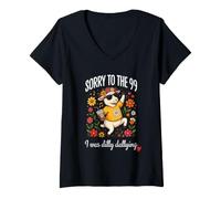 Women's Sorry to the 99 I was Dilly Dallying Cute Sheep Design V-Neck T-Shirt