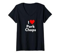 Womens Soul Food Gifts-I Love Pork Chops V-Neck T-Shirt