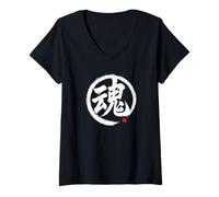 Womens “Soul” Japanese Word Character Writing V-Neck T-Shirt