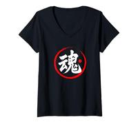 Womens “Soul” Japanese Word Kanji Character V-Neck T-Shirt