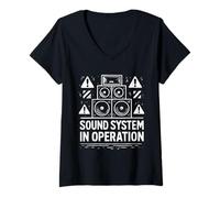 Womens Sound System in Operation Reggae Dub OldSkool Raver V-Neck T-Shirt