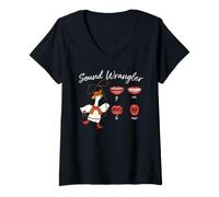 Women's Sound Wrangler Funny Goose SLP Speech Pathology Therapy V-Neck T-Shirt