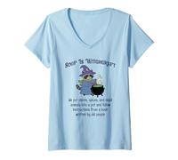 Women's Soup is Witchcraft, Cute Raccoon Witch Stirring Cauldron V-Neck T-Shirt