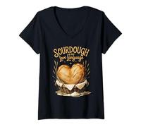 Womens Sourdough is My Love Language - Cozy Baking Design for Bread V-Neck T-Shirt