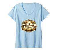 Women's Sourdough Legend Funny Sourdough Bread Baking Pun Baker V-Neck T-Shirt