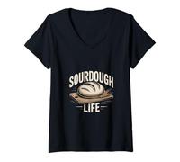 Women's Sourdough Life Artisan Bread Baker Home Kitchen V-Neck T-Shirt