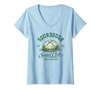 Women's Sourdough Social Club Wake and Bake Funny Baker V-Neck T-Shirt
