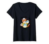 Women's Sourdough Starter Needs Feeding Cat Ironic Baker V-Neck T-Shirt