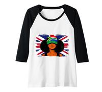 Womens South Africa Britain Flags Women Roots British South African Raglan Baseball Tee