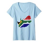 Womens South Africa Flag Food Maps Africans V-Neck T-Shirt