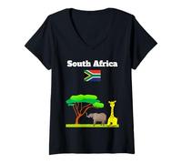 Womens South Africa Flag Vacation Souvenir Safari Lover V-Neck T-Shirt