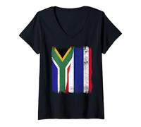 Womens South Africa Thailand Half Flag South African Thai Roots V-Neck T-Shirt