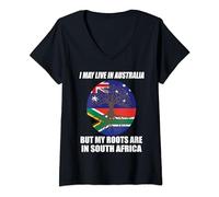Womens South African Live in Australia Roots in South Africa V-Neck T-Shirt