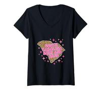 Women's South Carolina Born and Bred Leopard Print V-Neck T-Shirt