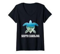 Women's South Carolina Loggerhead Sea Turtle Wildlife Coastal Ocean V-Neck T-Shirt