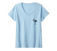 Women's South Carolina State Flag Palmetto Tree Crescent Moon SC V-Neck T-Shirt