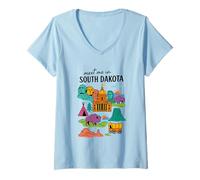 Womens South Dakota Icons Mount Rushmore Adventure V-Neck T-Shirt