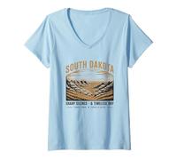 Women's South Dakota Sharp Silence & Timeless Sky Vintage Landscape V-Neck T-Shirt
