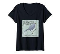 Womens South Island Kokako Wanted Poster NZ BIRD V-Neck T-Shirt