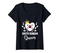 Womens South Korean Queen South Korea Flag Proud South Korean Woman V-Neck T-Shirt