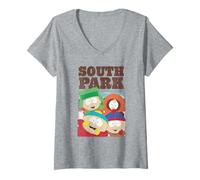 Womens South Park Cast Collage Funny Cartoon V-Neck T-Shirt