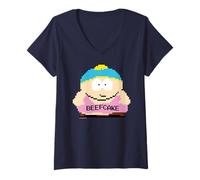 Womens South Park Eric Cartman Pixelated Beefcake V-Neck T-Shirt