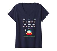 Womens South Park Eric Pixel Alien Invaders Game Over Retro Artwork V-Neck T-Shirt