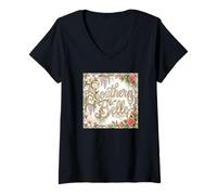 Women's Southern Belle with Flowers V-Neck T-Shirt