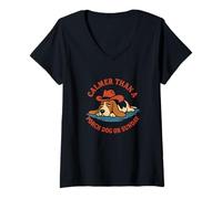 Womens Southern Charm Cute Cowboy Basset Hound Relaxed On A Porch V-Neck T-Shirt